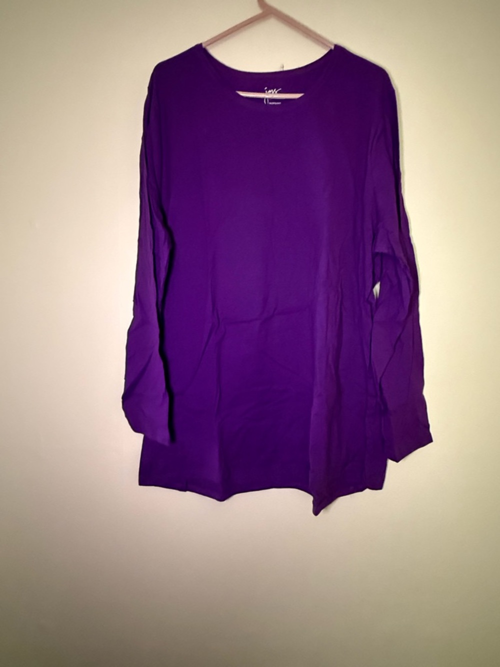 Just My Size Purple Long Sleeve Crewneck Top